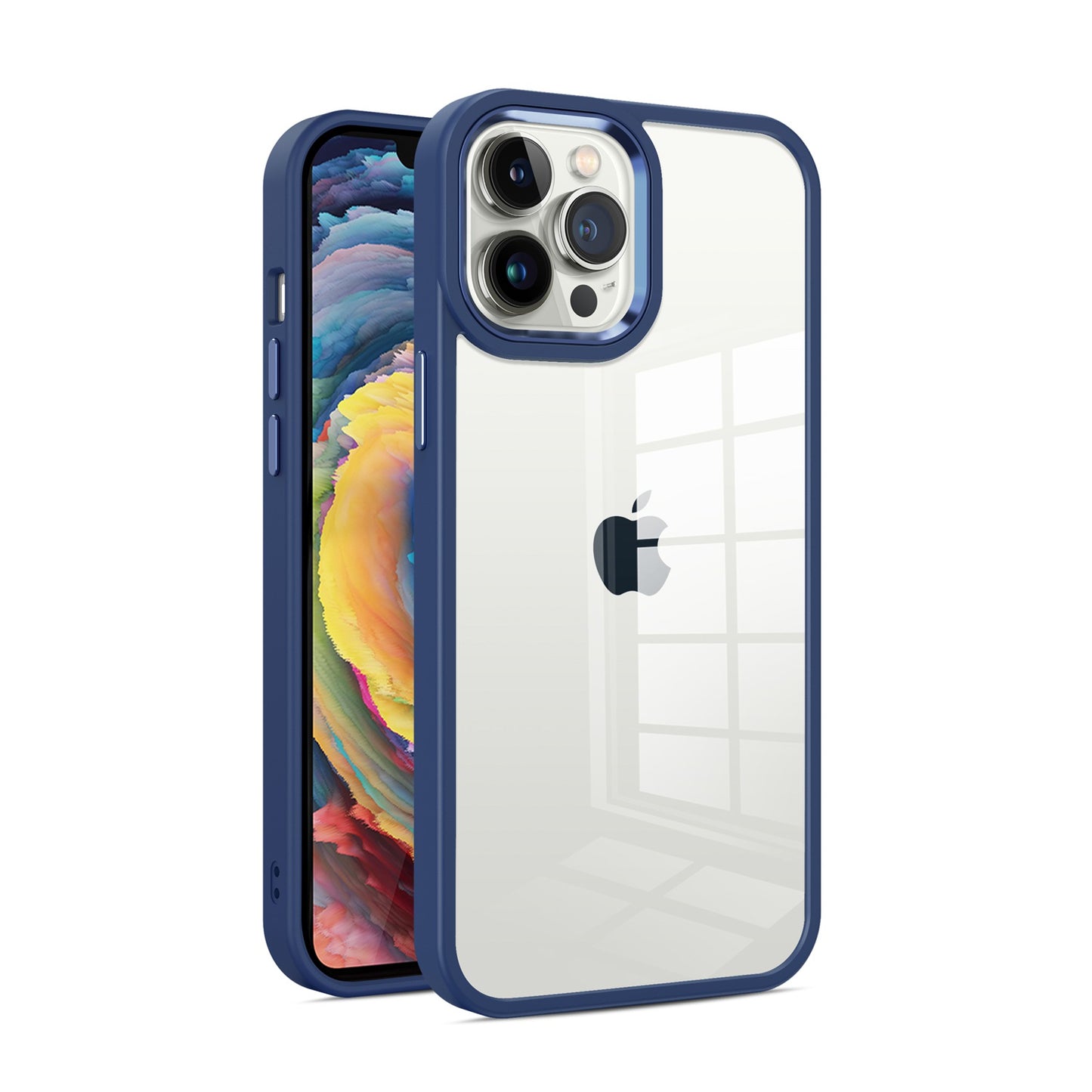 For Apple iPhone 11 (6.1") Slim Fit Hybrid Transparent Thick Acrylic with Metal Buttons Frame Protective  Phone Case Cover