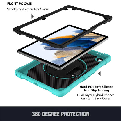 Case for Apple iPad Air 4 / iPad Air 5 / iPad Pro (11 inch) Milary Grade Shockproof Protector Silicone with Pencil Holder + Handle + Shoulder Strap + Rotating Kickstand Teal Tablet Cover