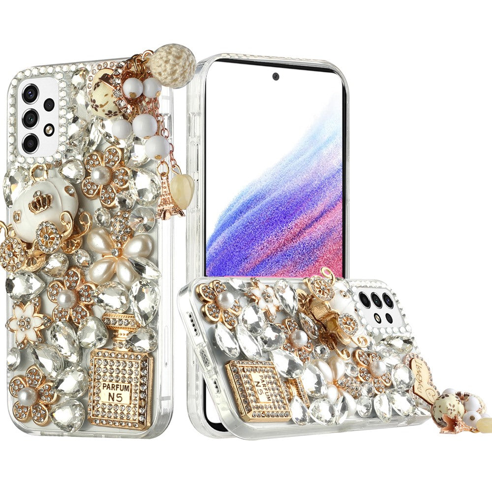 For Samsung Galaxy A53 5G Bling Crystal 3D Full Diamonds Luxury Sparkle Transparent Rhinestone Hybrid Protective  Phone Case Cover