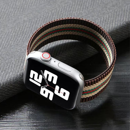 For Apple Watch Series 7 41mm Soft Woven Fabric Elastic Nylon Weave Wristband Strap Replacement Band for iWatch Series SE/6/5/4/3/2/1  Phone Case Cover