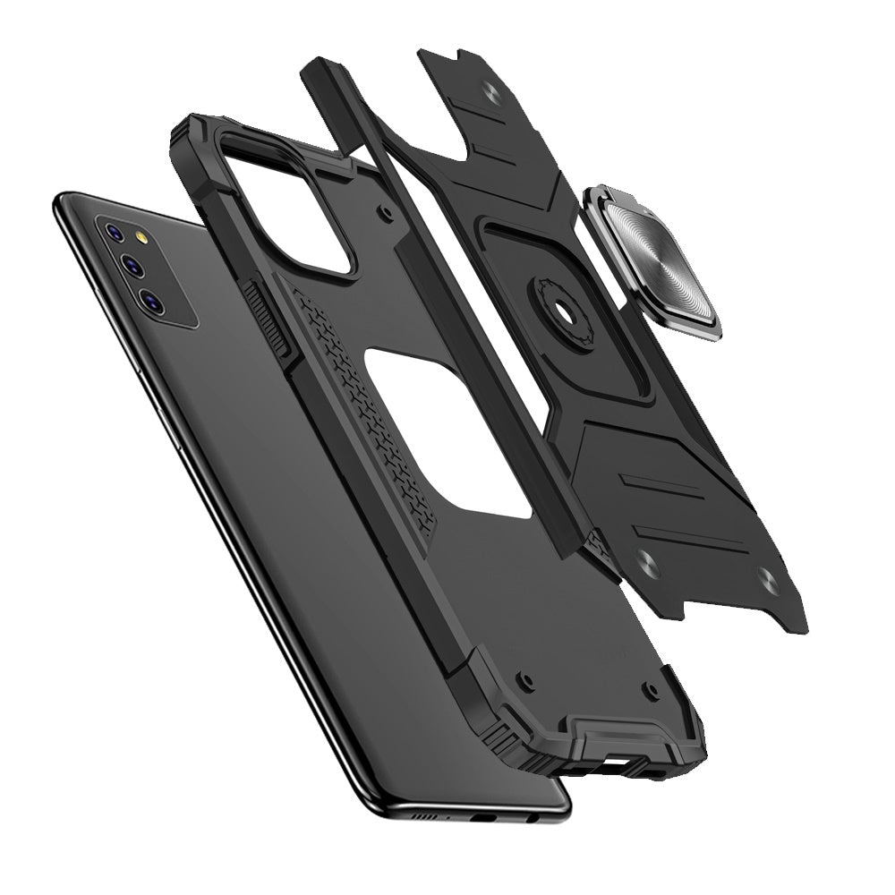 For Samsung Galaxy A02s Armor Hybrid with Ring Holder Kickstand Shockproof Heavy-Duty Durable Rugged Dual Layer  Phone Case Cover