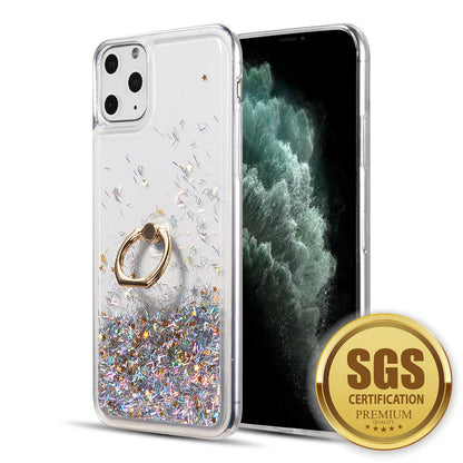 For Apple iPhone 13 /Pro Max Mini Hybrid Glitter Luxury Bling Sparkling Liquid Quicksand Glittering Sparkle TPU Rubber PC with Ring Stand Holder Kickstand  Phone Case Cover