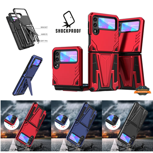 For Samsung Galaxy Z Flip 3 5G Hybrid Armor Rugged with Kickstand, Supports Magnetic Car Mount Dual Layer Hard PC Protective  Phone Case Cover