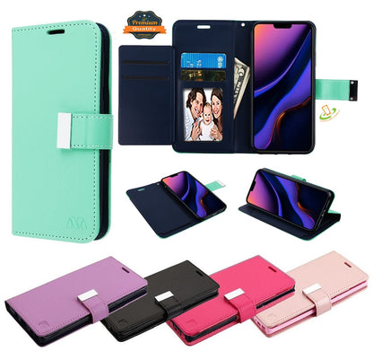 For Apple iPhone 13 Pro Max (6.7") luxurious PU leather Wallet 6 Card Slots Infolio with Wrist Strap & Kickstand Pouch Flip Shockproof  Phone Case Cover