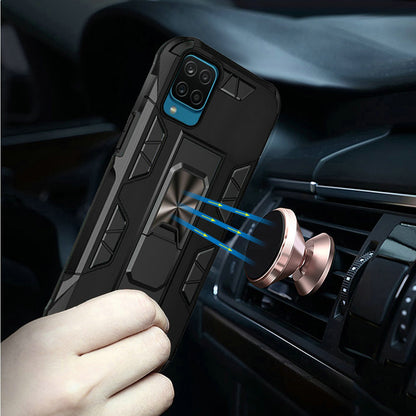 For Samsung Galaxy A12 5G Hybrid Magnetic Slide Ring Stand fit Car Mount Grip Holder Full Body Heavy Duty Rugged Military Grade  Phone Case Cover