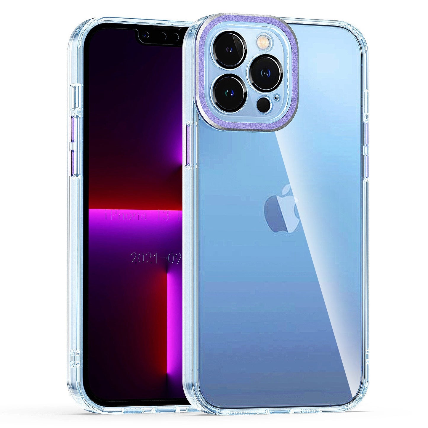 For Apple iPhone 11 (6.1") Transparent Clear Hybrid with Matching Metal Buttons and Camera Protection Hard PC + TPU  Phone Case Cover