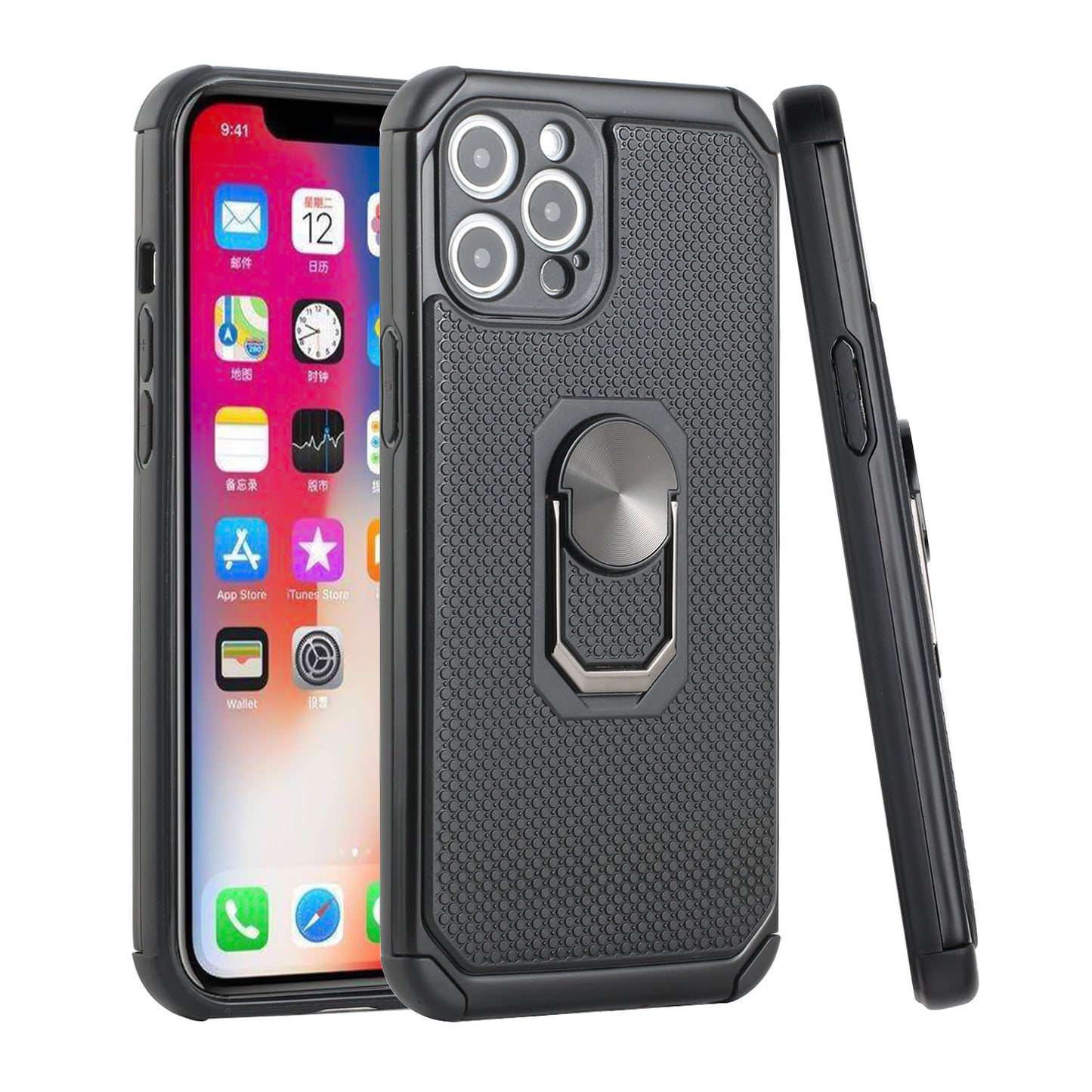 For Apple iPhone 11 (6.1") Slim Rugged TPU Shockproof Hybrid with Magnetic Ring Stand Holder  Phone Case Cover