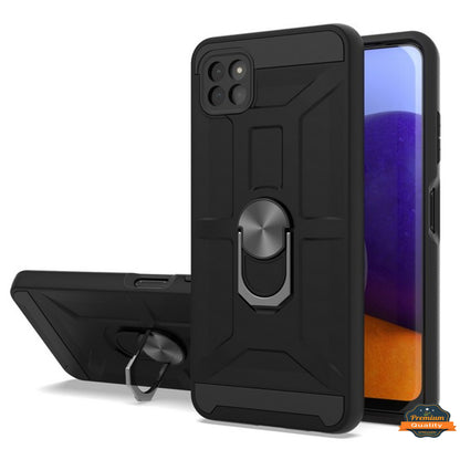 For Samsung Galaxy A22 5G Hybrid Ring Stand [360° Rotatable Ring Holder Magnetic Kickstand] Armor Shockproof Rubber TPU Hard  Phone Case Cover