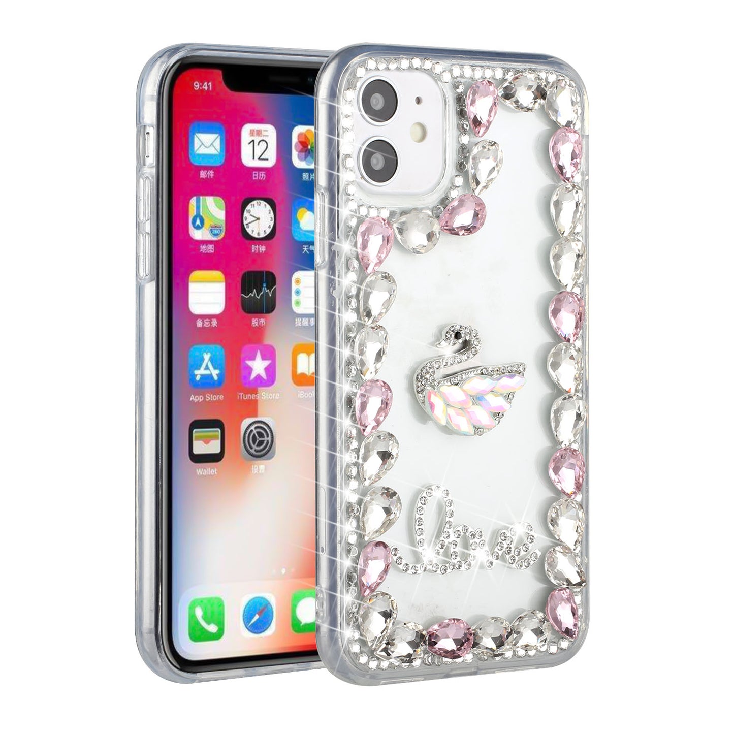 For Apple iPhone 13 Pro Max 6.7" Bling Crystal 3D Full Diamonds Luxury Sparkle Rhinestone Hybrid Protective  Phone Case Cover