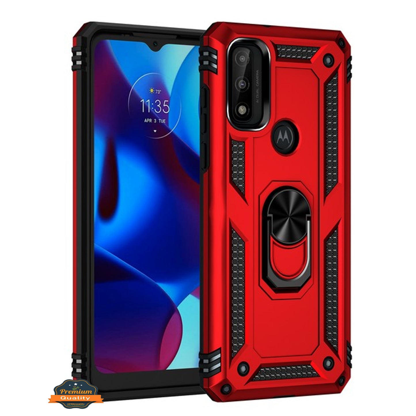 For Motorola Moto G Power 2022 Shockproof Hybrid Dual Layer PC + TPU with Ring Stand Metal Kickstand Heavy Duty Armor Shell  Phone Case Cover