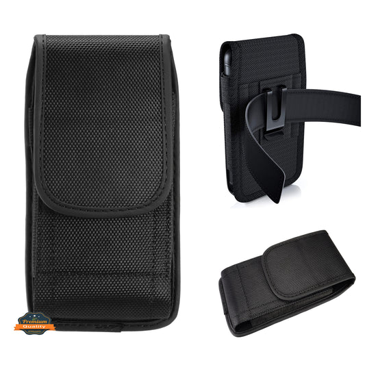 For Carrying Cases Pouch Canvas with Belt Clip Holster Pouch Holder Universal Vertical Cover Fits Otterbox Case Black Phone Case Cover