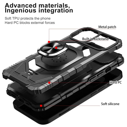 For TCL 30 XE 5G Armor Hybrid Stand Ring Hard TPU Rugged Full-Body Protective [Military-Grade] Magnetic Car Ring Holder  Phone Case Cover