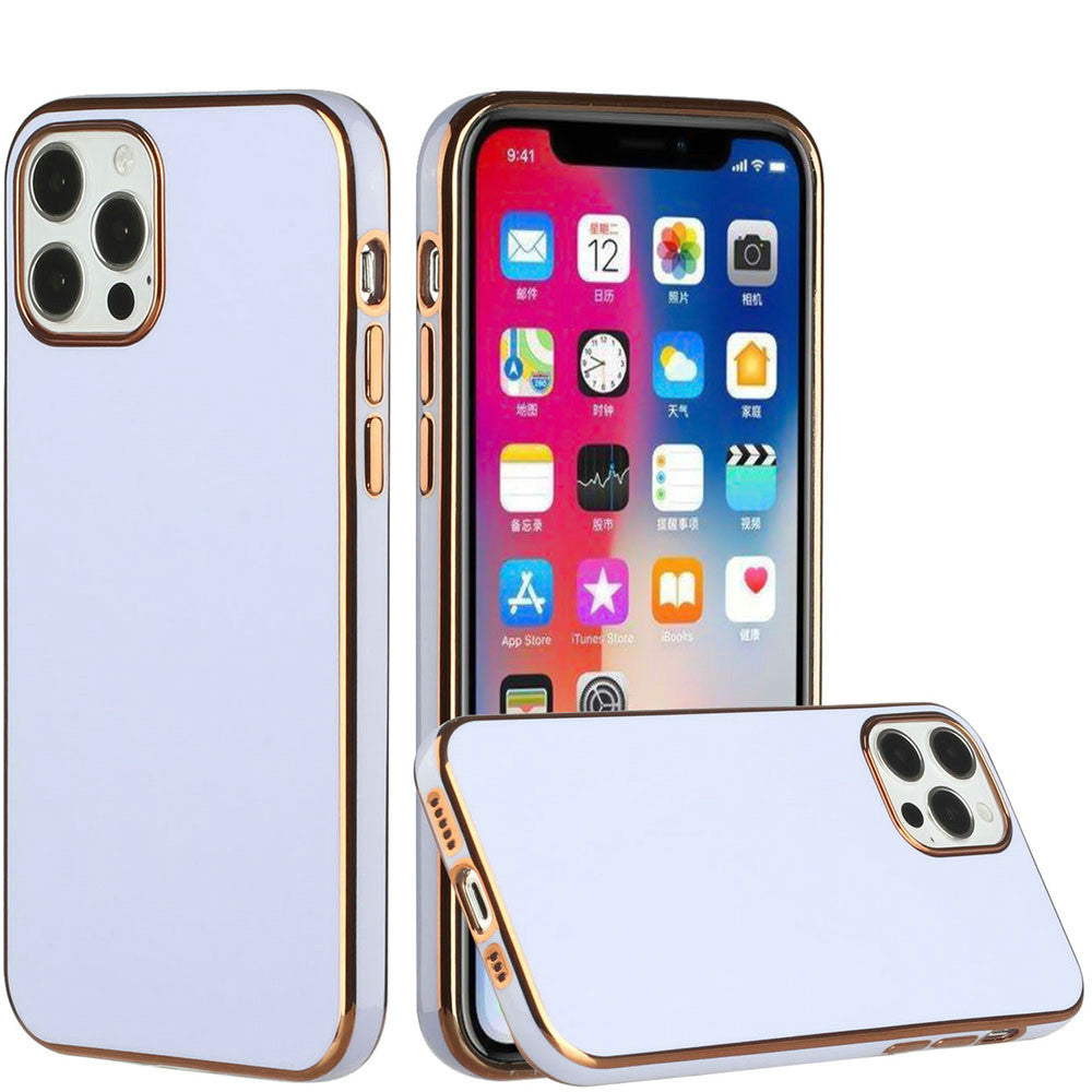 For Apple iPhone 8 Plus/7 Plus/6 6S Plus Electroplated Fashion Solid Gold Frame Hybrid Rubber TPU Hard PC Slim Fit  Phone Case Cover