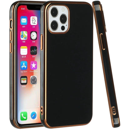 For Apple iPhone 8 Plus/7 Plus/6 6S Plus Electroplated Fashion Solid Gold Frame Hybrid Rubber TPU Hard PC Slim Fit  Phone Case Cover