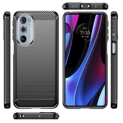 For Motorola Edge+ 2022 /Edge Plus Carbon Fiber Silicone Soft Skin Flexible Lightweight TPU Gel Rubber Rugged Brushed  Phone Case Cover