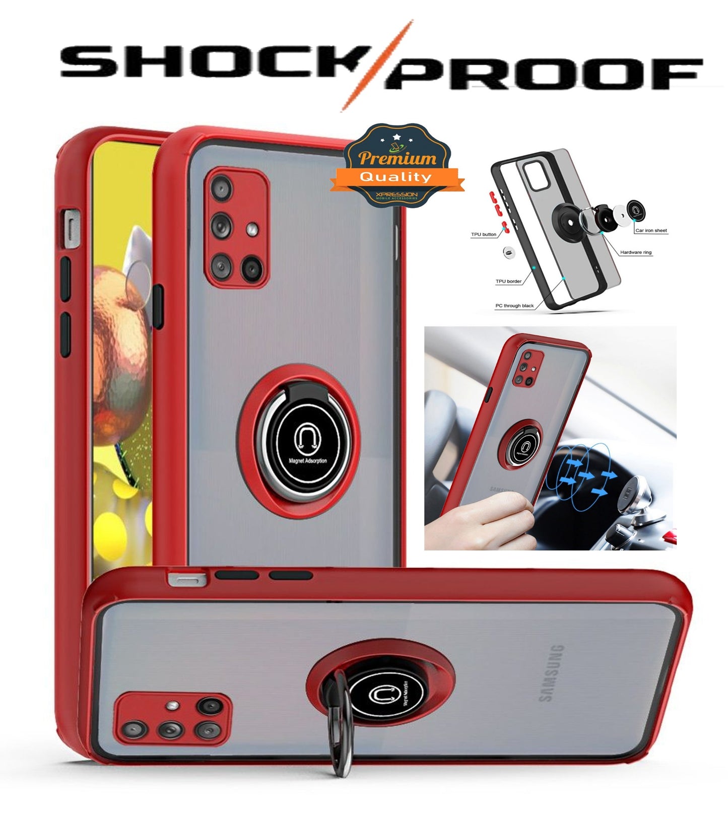 For Motorola Moto G50 5G Hybrid Protective PC Shockproof with 360° Rotation Ring Magnetic Metal Stand & Covered Camera  Phone Case Cover