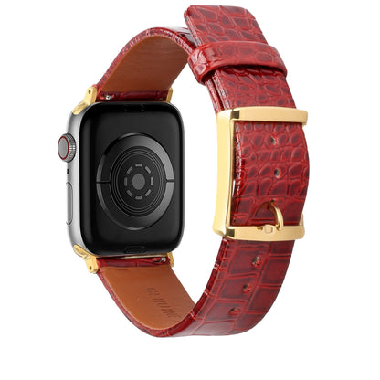 For Apple Watch Size 42/44/45mm Genuine Leather Replacement Band Strap Hybrid Wristbands Design Gold Buckle for iWatch Series 7/SE/6/5/4/3/2/1  Phone Case Cover