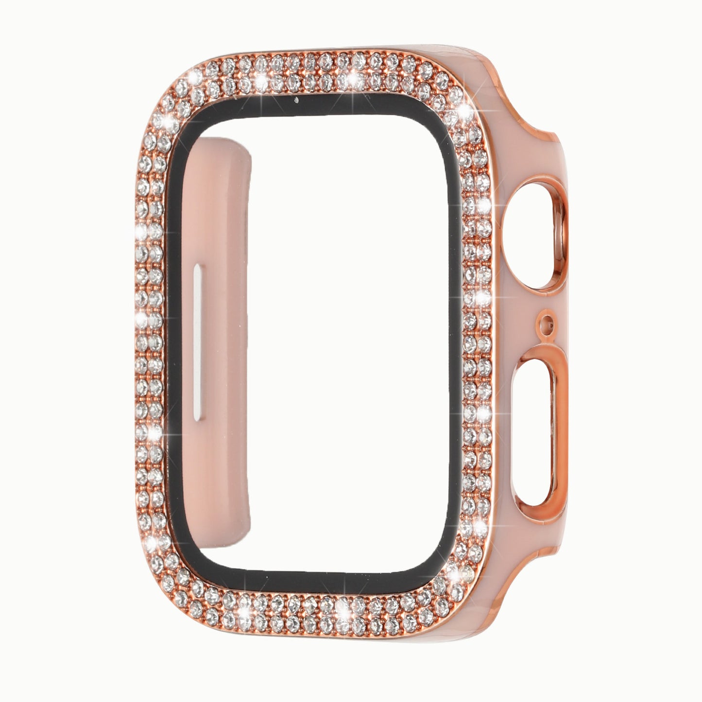 For Apple Watch Series 7/6/SE/5/4/3/2/1 Bling Diamond Rhinestone Full Coverage with Tempered Glass Screen Frame Cover