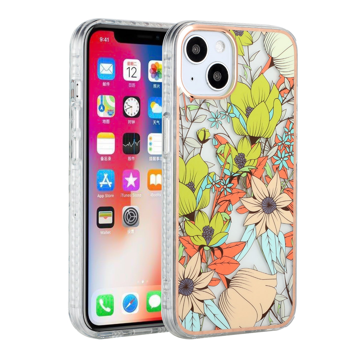 For Apple iPhone XR Stylish Design Floral IMD Hybrid Rubber TPU Hard PC Shockproof Armor Rugged Slim Fit  Phone Case Cover