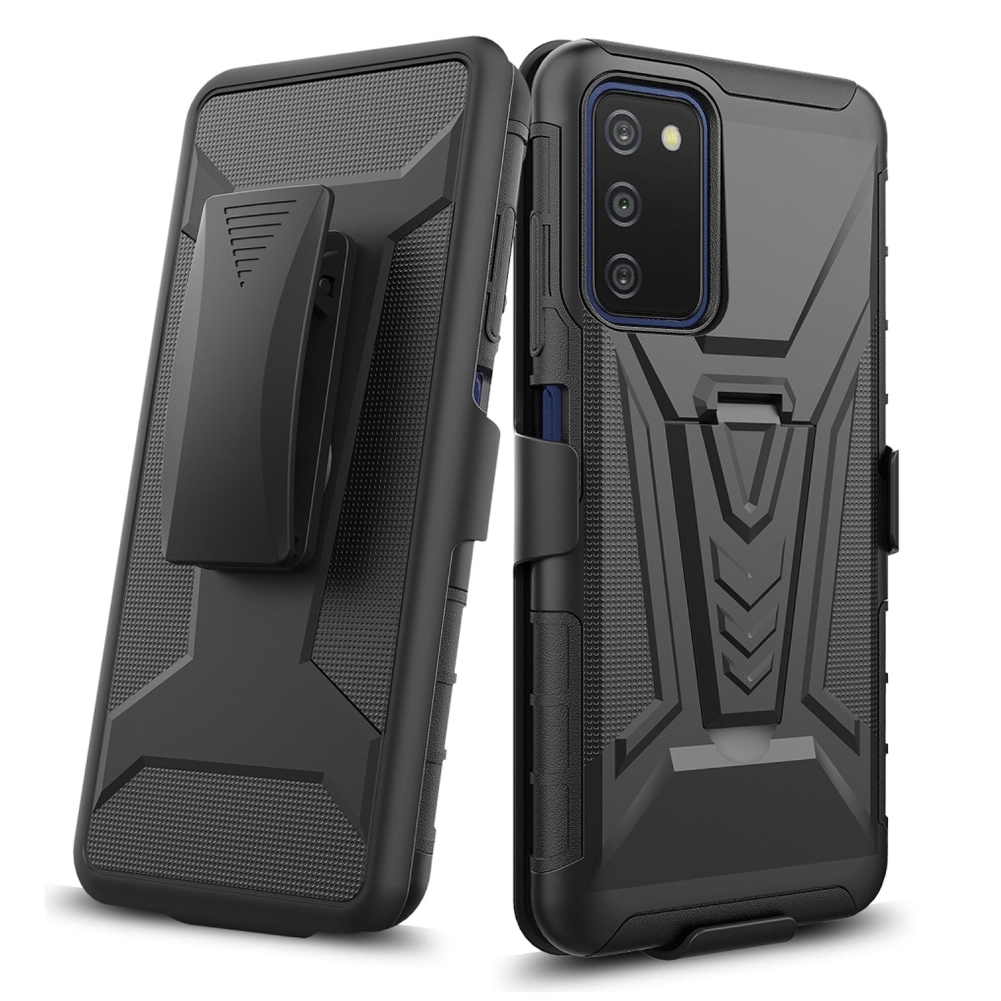 For Cricket Vision 3 Belt Clip Holster Dual Layer Shockproof with Clip On & Kickstand Heavy Duty Full Body 3in1 Hybrid Black Phone Case Cover