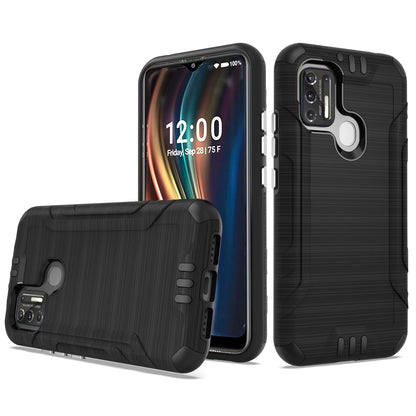 For Alcatel Insight Hybrid Dual Layer Slim Defender Armor Tuff Metallic Brush Texture Finishing Shockproof Hard PC + TPU Rubber  Phone Case Cover