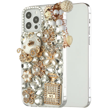 For Samsung Galaxy S21 Plus Bling Clear Crystal 3D Full Diamonds Luxury Sparkle Rhinestone Hybrid Protective Ultimate Multi Ornament White Phone Case Cover