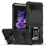 For Samsung Galaxy Z Flip 4 5G Hybrid Cases with Magnetic Ring Holder Kickstand Heavy Duty Rugged Silicone Shockproof  Phone Case Cover