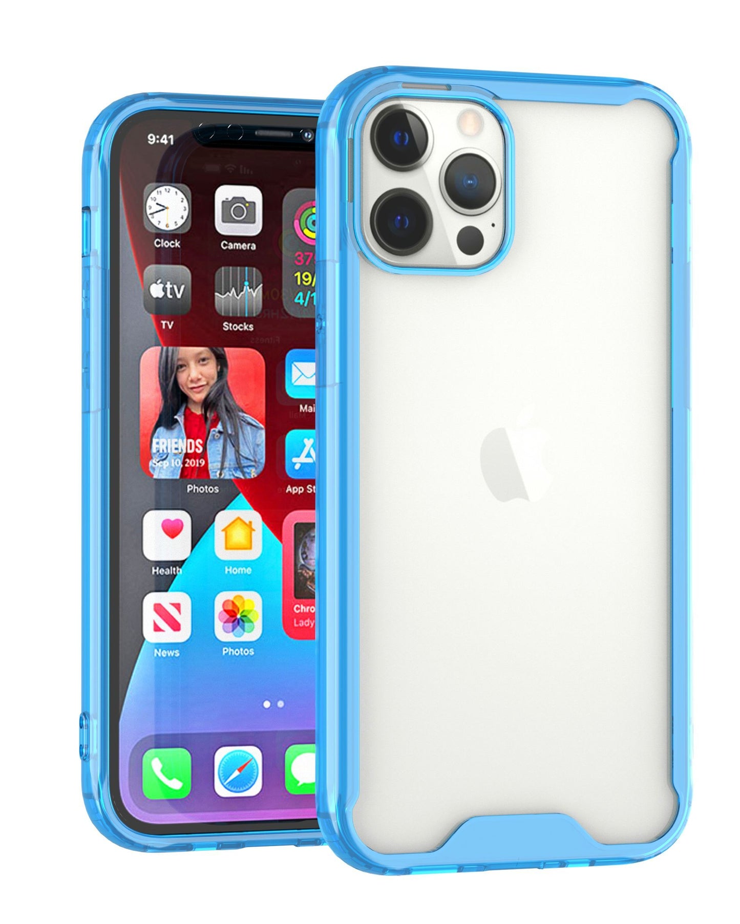 For Apple iPhone 13 Pro (6.1") Colored Shockproof Transparent Hard PC + Rubber TPU Hybrid Bumper Shell Thin Slim Protective  Phone Case Cover