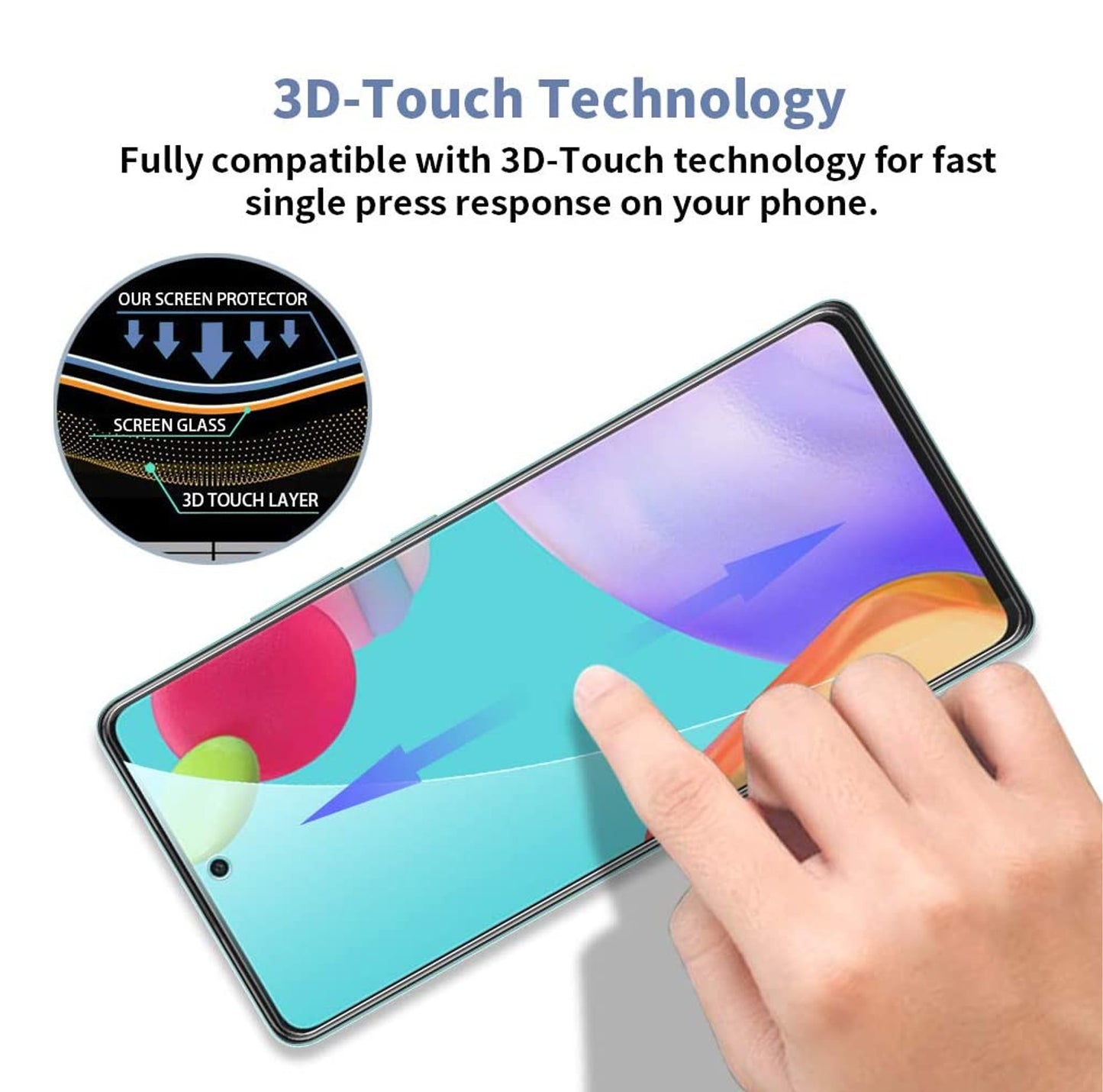 For Samsung Galaxy A53 5G Tempered Glass Screen Protector Full Cover Anti-Scratch Edge to Edge Black Rim Coverage 2.5D Clear Black Screen Protector