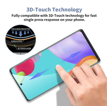 For Samsung Galaxy A53 5G Tempered Glass Screen Protector Full Cover Anti-Scratch Edge to Edge Black Rim Coverage 2.5D Clear Black Screen Protector