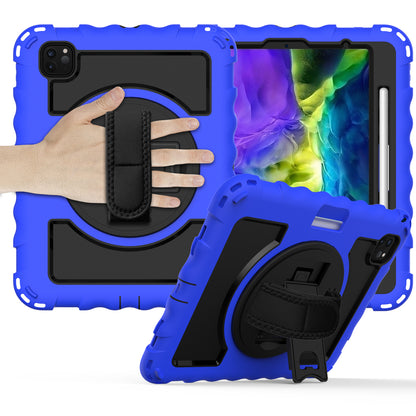 Case for Apple iPad Air 4 / iPad Air 5 / iPad Pro (11 inch) Hybrid 3in1 Armor Rugged with Built-in Kickstand 360° Rotatable Stand & Shoulder Hand Strap Corner Shockproof Blue Tablet Cover