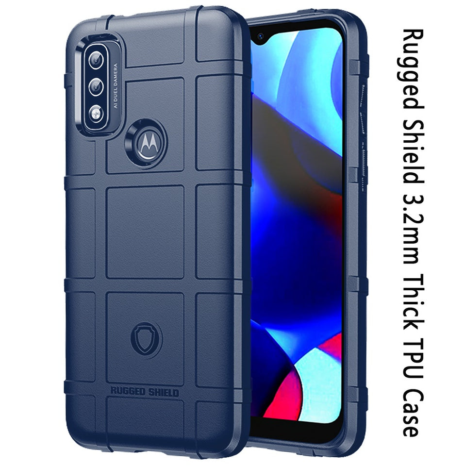 For Motorola Moto G Power 2022 Rugged Shield Hybrid TPU Thick Solid Rough Armor Tactical Matte Grip Silicone Texture Protective Blue Phone Case Cover