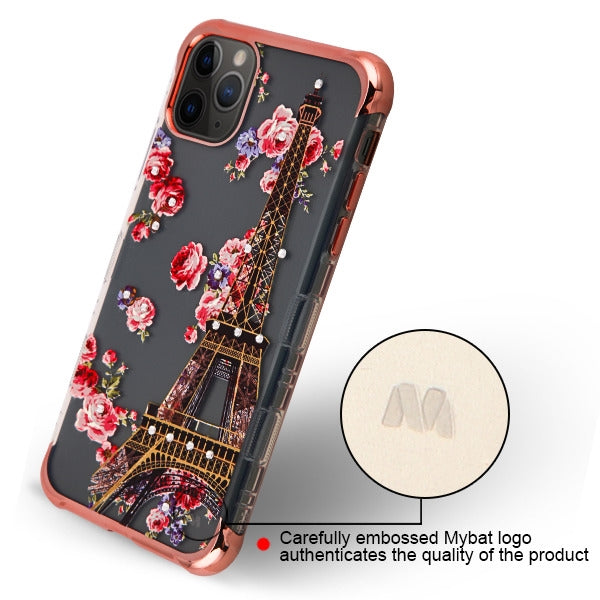 For Apple iPhone 11 Pro Stylish Design Bling Hybrid Rubber TPU Hard PC Shockproof Armor Rugged Slim Paris Flowers Bloom Phone Case Cover