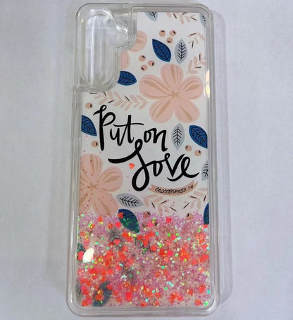 For Apple iPhone 14 /Pro Max Quicksand Glitter Design Colorful Waterfall Liquid Floating Sparkle Bling Rubber  Phone Case Cover