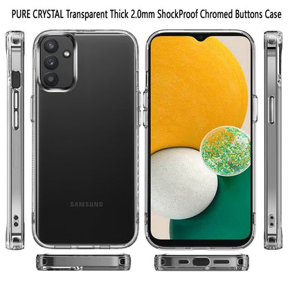 For Samsung Galaxy A13 5G Hybrid HD Crystal Clear Hard PC Back Gummy TPU Frame Slim Thin Fit with Chromed Buttons Transparent Phone Case Cover