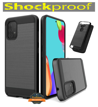 For Samsung Galaxy A33 5G Hybrid Rugged Brushed Metallic Design [Soft TPU + Hard PC] Dual Layer Shockproof Armor Impact  Phone Case Cover