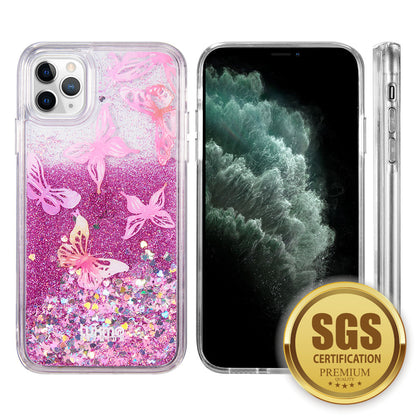 For Apple iPhone 13 /Pro Max Mini Quicksand Waterfall Liquid Glitter Sparkling Pattern Design Floating Bling Hybrid Soft TPU + PC Clear  Phone Case Cover