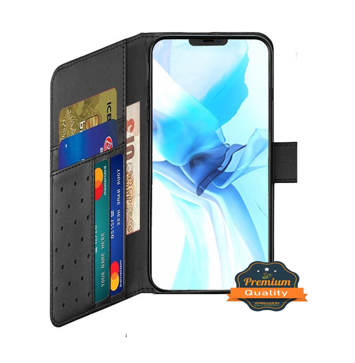 For Apple iPhone 14 (6.1") Wallet Case with Credit Card Holder, PU Leather Flip Pouch Kickstand & Strap Shockproof  Phone Case Cover