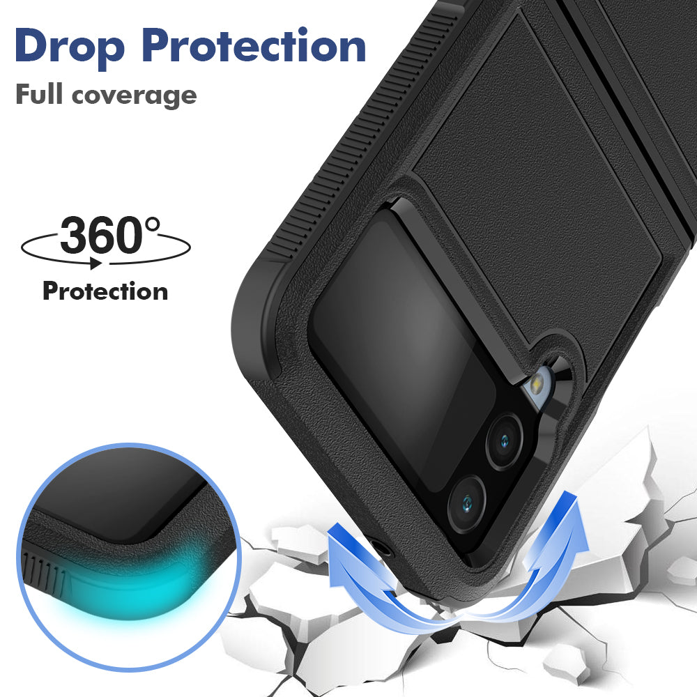 For Samsung Galaxy Z Flip 4 5G Tough Hybrid Rugged Hard Shockproof Drop-Proof 3in1 Protection, Military Grade Armor  Phone Case Cover