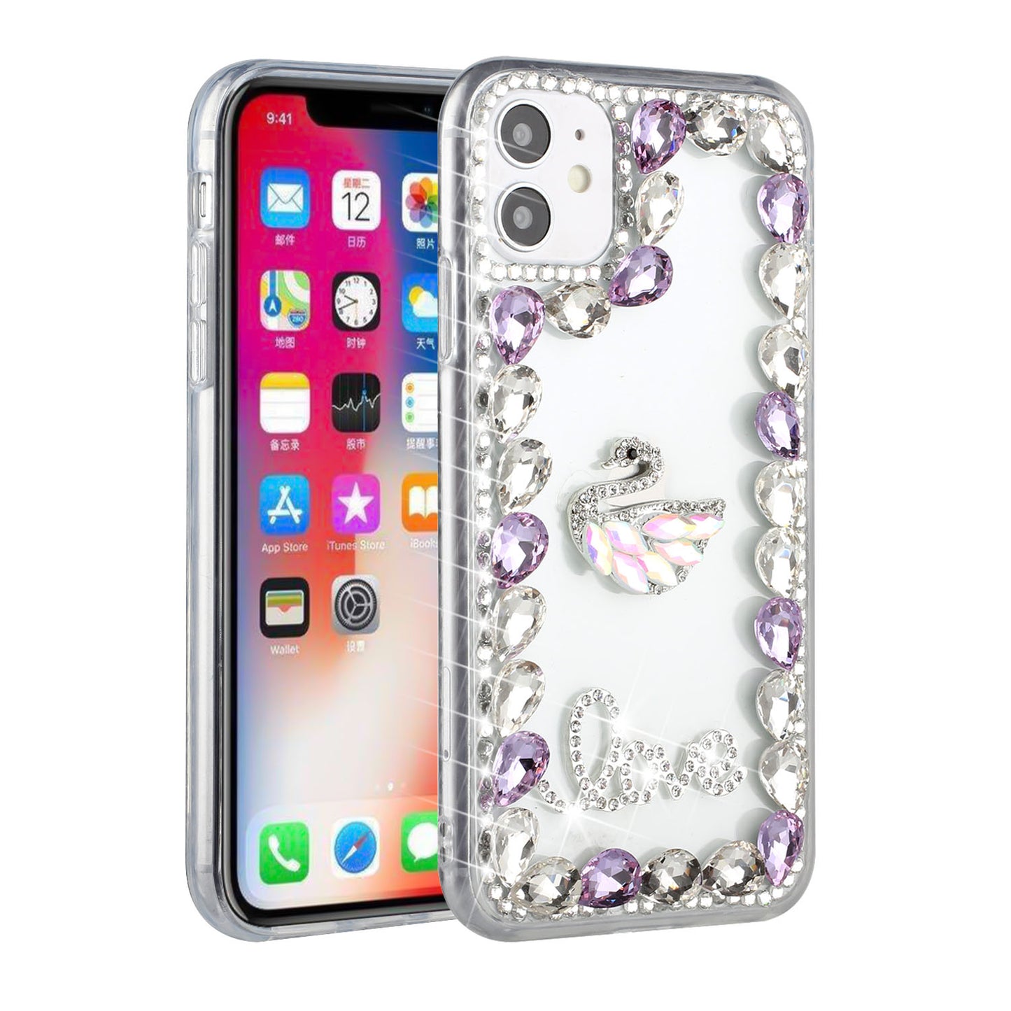 For Apple iPhone 13 Pro Max 6.7" Bling Crystal 3D Full Diamonds Luxury Sparkle Rhinestone Hybrid Protective  Phone Case Cover