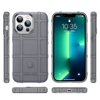 For Apple iPhone 14 (6.1") Rugged Shield Hybrid TPU Thick Solid Rough Armor Tactical Matte Grip Silicone Texture Protective  Phone Case Cover