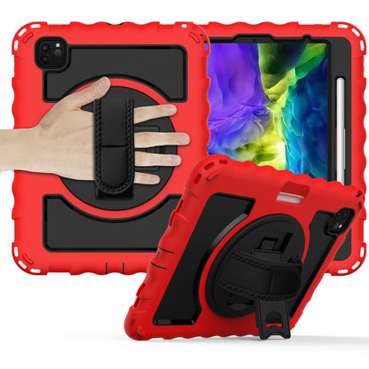 Case for Apple iPad Air 4 / iPad Air 5 / iPad Pro (11 inch) Hybrid 3in1 Armor Rugged with Built-in Kickstand 360° Rotatable Stand & Shoulder Hand Strap Corner Shockproof Red Tablet Cover