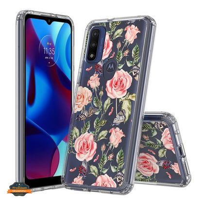 For Motorola Moto G Power 2022 Floral Patterns Design Transparent TPU Silicone Shock Absorption Bumper Slim Hard Back  Phone Case Cover