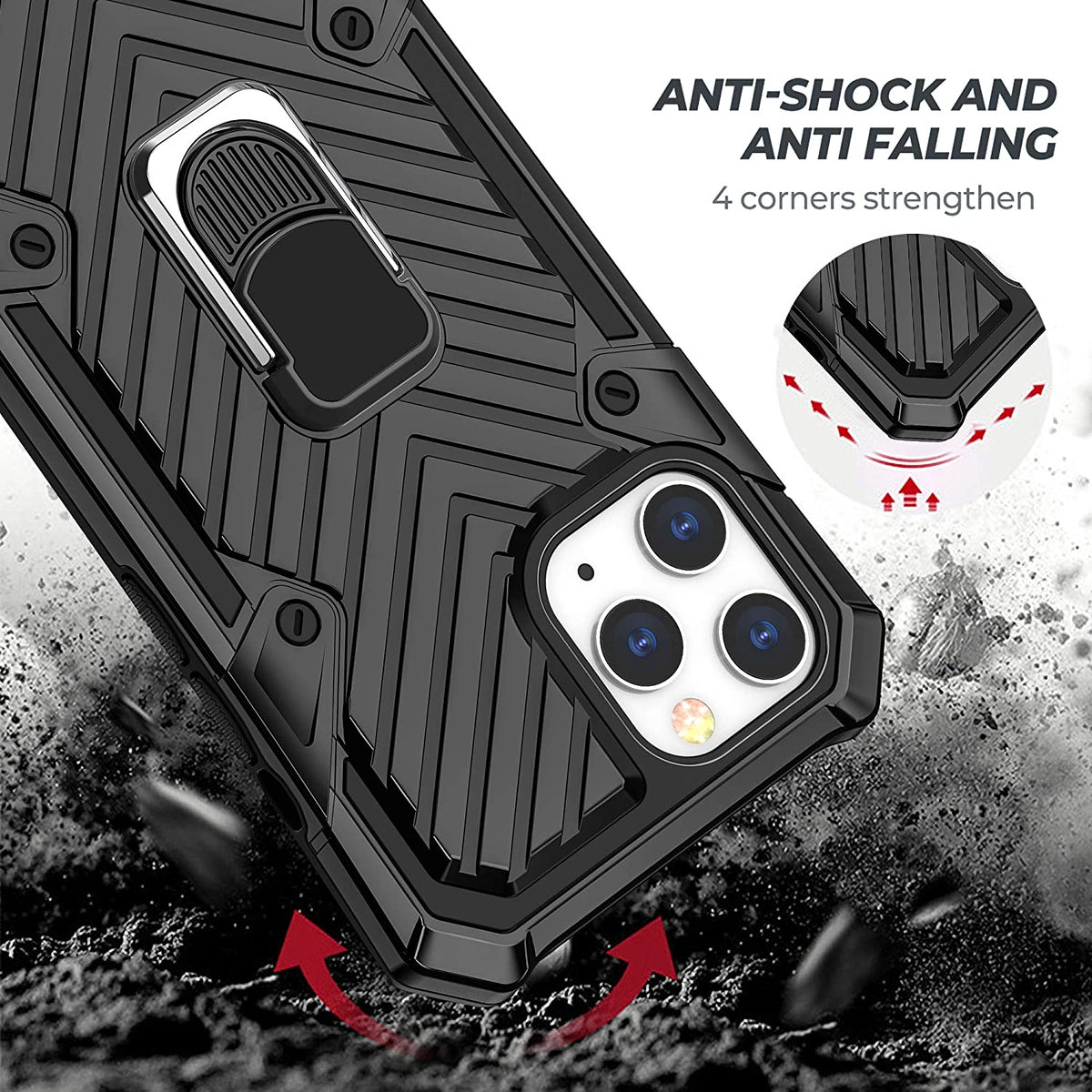 For Apple iPhone 13 (6.1") Stand Ring Holder Finger Loop with Magnetic Grip Kickstand Hybrid Shockproof Armor Hard  Phone Case Cover