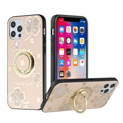 For Samsung Galaxy Z Fold 3 5G Diamond Bling Sparkly 3D Ornaments Engraving Hybrid Ring Stand Holder Fashion  Phone Case Cover