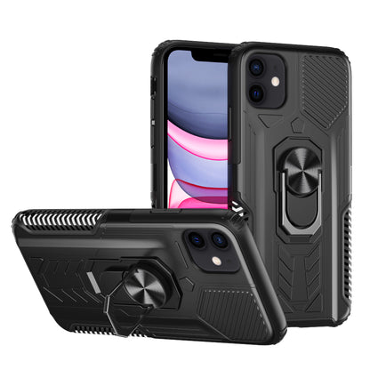 For Apple iPhone 11 (6.1") Military Grade Hybrid Heavy Duty 2 in 1 Protective Hard PC and Silicone with Ring Stand Holder  Phone Case Cover