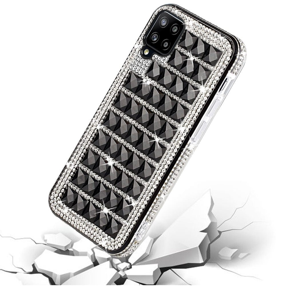 For Samsung Galaxy A42 5G Fashion Luxury 3D Bling Diamonds Rhinestone Jeweled Shiny Crystal Sparkle Hybrid TPU Bumper Hard  Phone Case Cover