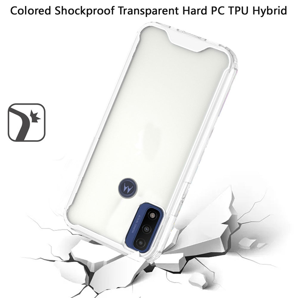 For Motorola Moto G Power 2022 Colored Shockproof Transparent Hard PC + Rubber TPU Hybrid Bumper Shell Thin Slim Protective  Phone Case Cover