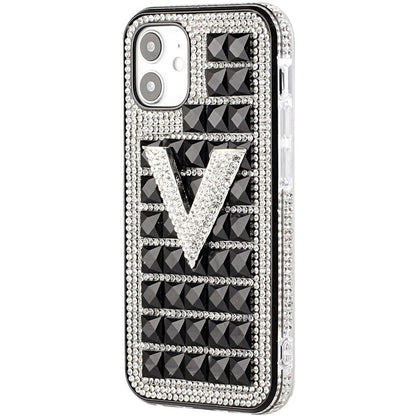 For Apple iPhone 12 /12 Pro (6.1") Fashion Luxury 3D Bling Diamonds Rhinestone Jeweled Ornament Shiny Crystal Hybrid Hard  Phone Case Cover