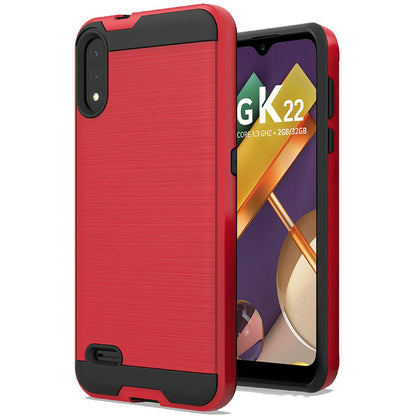 For Samsung Galaxy A71 5G Hybrid Rugged Brushed Metallic Design [Soft TPU + Hard PC] Dual Layer Shockproof Armor Impact Slim Red Phone Case Cover